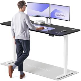 Arvutilaud reguleeritava kõrgusega Desktronic HomePro, 200 cm x 80 cm, 61 - 125.5 cm, valge v./must v.
