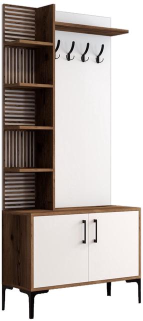 Prieškambario baldų komplektas Kalune Design Viyana D, vidaus, balta sp./riešuto sp.