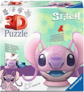 3D puzle Ravensburger 3D Ball: Disney Stitch Angel with Ears, 22 cm x 17 cm, 77 gab.