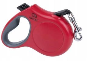 Automatinis pavadėlis Amiplay Infini Freedom, juoda sp./raudona sp., XL 5m