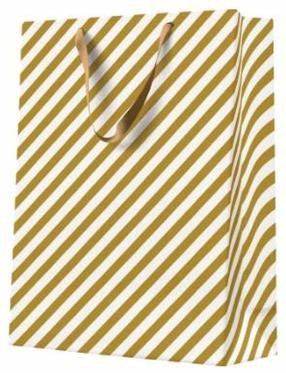 Dāvanu maisiņš Paw Decor Collection Big Stripes, 12 cm x 41 cm x 30 cm, zelta krās.
