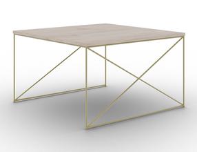 Kavos staliukas ADRK Nelia, skaidri sp./ruda sp./aukso sp., 75 cm x 75 cm x 43 cm
