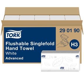 Papīra dvieļi, komplekts Tork Flushable Singlefold, 2 sl, 15 gab.