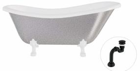 Vann, teisaldatav Besco Otylia Glam, 160 cm x 77 cm x 69.5 cm, ovaalne, valge v./hõbe v.