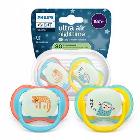 Набор пустышек Philips Avent Ultra Air Night Neutral, 18 мес., синий цв./желтый цв./зеленый цв.