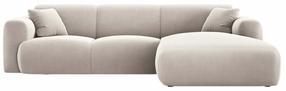 Kampinė sofa Cosmopolitan Design Nolio Velvet Casino Pearl, šviesiai smėlinė, dešininė, 170 x 260 cm x 72 cm