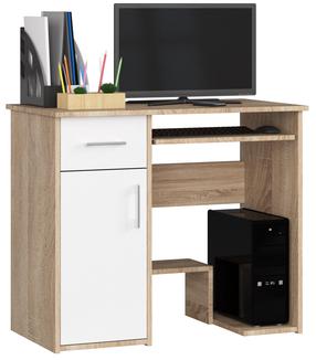 Rašomasis stalas su spintele Akord Jay, 50 cm x 90 cm, 74 cm, balta sp./sonoma ąžuolo sp.