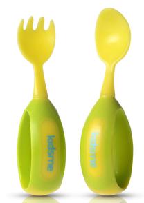 Stalo įrankiai Kidsme Toddler Fork And Spoon, 1 m., plastikas, žalia sp.
