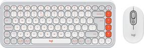 Bezvadu tastatūras un peles komplekts Logitech POP Icon Combo 920-013141, Angļu (INT), balta krās./oranža krās.