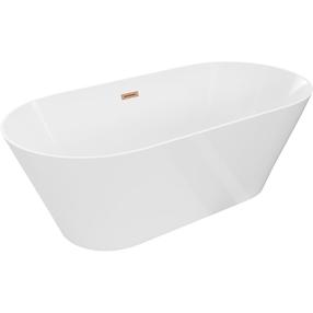 Vonia su sienele, laisvai pastatoma Mexen Luna Slim, 170 cm x 75 cm x 58 cm, ovalas, balta sp./vario sp.