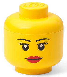 Žaislų dėžė Room Copenhagen Lego Storage Head Girl Mini, geltona sp., 10.2 x 10.2 x 11.5 cm