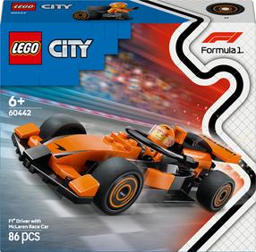 Konstruktorius LEGO® City F1® vairuotojas su McLaren lenktyniniu automobiliu 60442, 86 vnt.