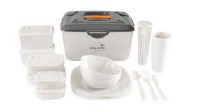 Tūristu ēdienu trauku komplekts Easy Camp Picnic L, plastmasa, balta krās./pelēka krās., 21 gab.