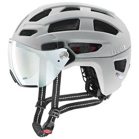 Dviratininkų šalmas universalus Uvex Finale Visor V, šviesiai pilka sp., 52-57 cm