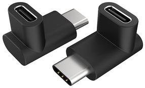 Adapteris Akasa USB-C - 90° USB-C 2pcs AK-CBUB63-KT02 USB C male, USB-C female, melna krās.
