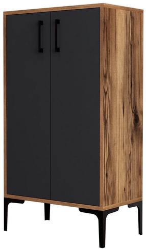 Batų spintelė Kalune Design Prag 845HCT4107, ruda sp./juoda sp., 35 cm x 60 cm x 111 cm