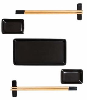 Sushi indų rinkinys Homla Sushi 240876, 19 cm x 2 cm, 9.5 cm, 9 vnt., Juoda sp.