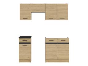 Virtuvės baldų komplektas Junona Line, ąžuolo sp./metalinė juoda sp., 1.7 m