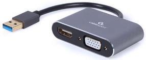 Adapteris Gembird USB - HDMI/VGA A-USB3-HDMIVGA-01 USB male, HDMI/VGA female, 0.15 m, pelēka krās.