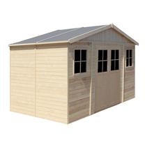 Sodo sandėliukas Timbela M332F+M332G, 418 cm x 220 cm x 246 cm, rusva sp.