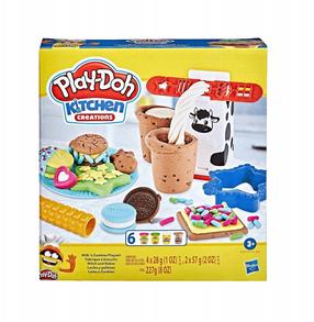 Plastilīna komplekts, ar piederumiem Hasbro Play-Doh Kitchen Creations Milk N Cookies, daudzkrāsaina