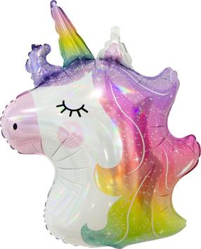 Fooliumist õhupall erikujuga GoDan Unicorn Head, mitmevärviline