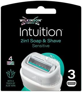 Keičiamos skustuvo galvutės, rinkinys Wilkinson Sword Intuition 2in1 Soap & Shave, 3 vnt