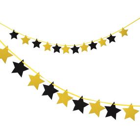 Vanik Party Deco Stars, kuldne v./must v., 300 cm