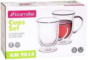 Dubultā stikla krūzes komplekts Kamille 9014, caurspīdīga krās., 0.37 l