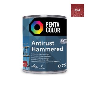 Emaliniai dažai, universalūs Pentacolor Anti Rust Hammered, blizgus, 0.75 l, raudona sp.