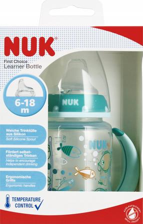 Bērnu pudele dzeršanai Nuk First Choice Learner Bottle, 150 ml, 6+ mēn., tirkīza krās.