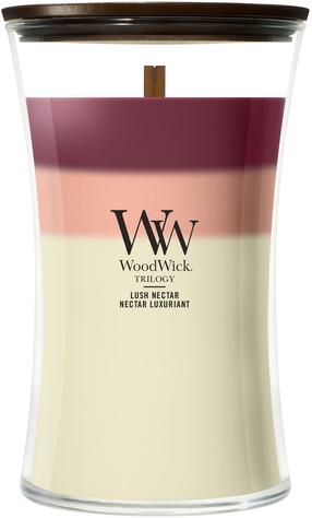 Svece, aromātiskā WoodWick Lush Nectar, 90 - 140 h, 609 g, daudzkrāsaina