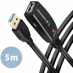Kabelis Axagon ADR-305 USB Type-A Vīrietis, USB Type A Sieviete, 5 m, melna krās.