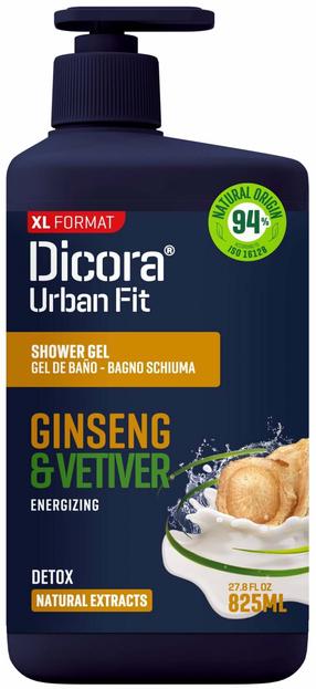 Ķermeņa mazgāšanās želeja Dicora Detox Ginseng & Vetiver, 825 ml