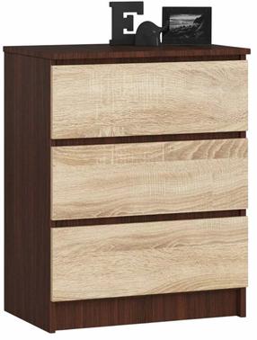 Komoda Akord K60, sonoma ąžuolo sp./wenge sp., 77 cm x 60 cm x 40 cm