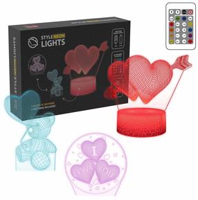 Dekoracija "širdis" Manta 3D su LED apšvietimu, 21.7 cm, 11.4 cm, įvairių spalvų
