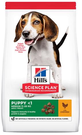 Sausas šunų maistas Hill's Science Plan Puppy Medium, vištiena, 14 kg