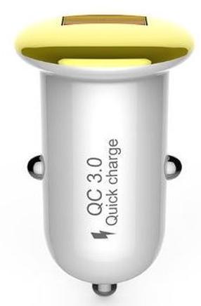 Auto telefona lādētājs Devia Mushroom, USB, zelta krās., 18 W