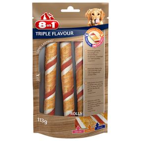 Лакомство для собак 8in1 Triple Flavour Rollls, говядина/курица/свинина, 0.113 кг, 3 шт.