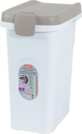 Mājdzīvnieku barības uzglabāšanas kaste Stefanplast Food Container, 15 l, 33 x 22 x 41 cm, balta krās./pelēka krās.