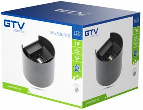 Sieninis lauko šviestuvas GTV Missouri, 7W, LED, IP54, juoda sp., 13.6 cm x 10 cm