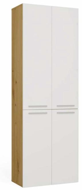 Vonios spintelė su skalbinių krepšiu Nel 1K DD, balta matinė sp./artisan oak sp., 30 cm x 60 cm x 174 cm