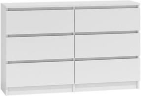 Komoda Malwa M6, balta, 120 cm x 30 cm x 77 cm