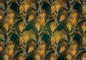 Fototapetas Artgeist Golden Peacock Feathers - Solid Background With Bird Pattern On Green Background, 105 cm x 105 cm