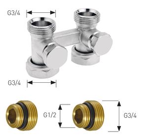 Savienojuma vārsts Ferro LZ06YKE, lodveida/dubults, radiatoram, 3/4", 1/2"