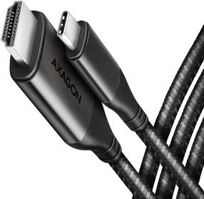 Kabelis Axagon USB-C - HDMI 4K@60Hz RVC-HI2MC USB-C, HDMI, 1.8 m, melna krās.