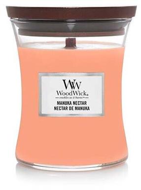 Žvakė, aromatinė WoodWick Medium Hourglass Manuka Nectar, 80 h, 275 g, rožinė sp.