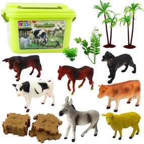 Figūrėlių rinkinys, su priedais Lean Toys Farm Animals, 57 vnt., įvairių spalvų
