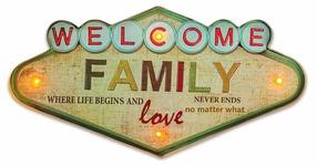 Dekorācija Forever Light Welcome Family ar LED apgaismojumu, 25.5 cm, daudzkrāsaina