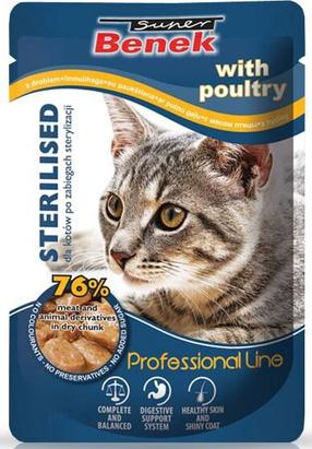 Šlapias kačių maistas Super Benek Professional Line Sterilised, paukštiena, 0.1 kg
